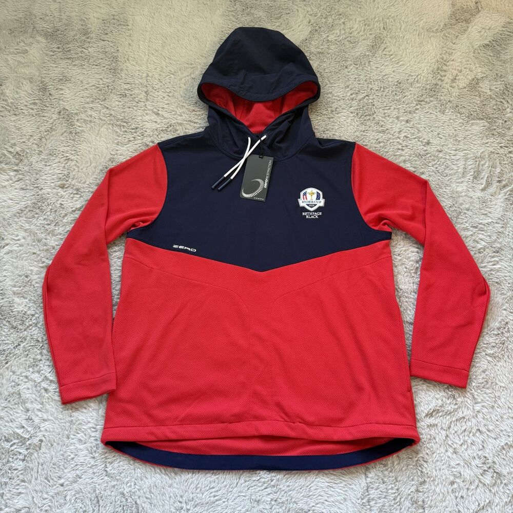 NWT $238 ZERO RESTRICTION TYSON HOODIE RYDER CUP 2025 BETHPAGE BLACK JACKET RED